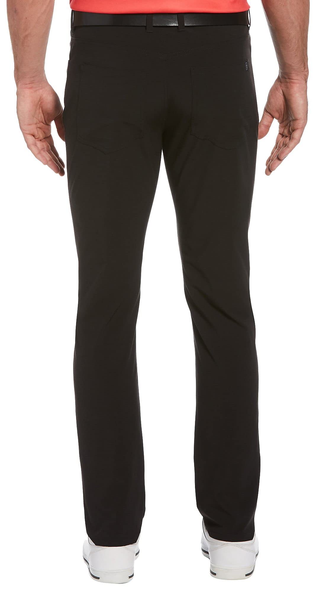PGA TOUR Men's Flat Front Comfort Stretch 5 Pocket Golf Pant, Black Heather, 38W x 32L