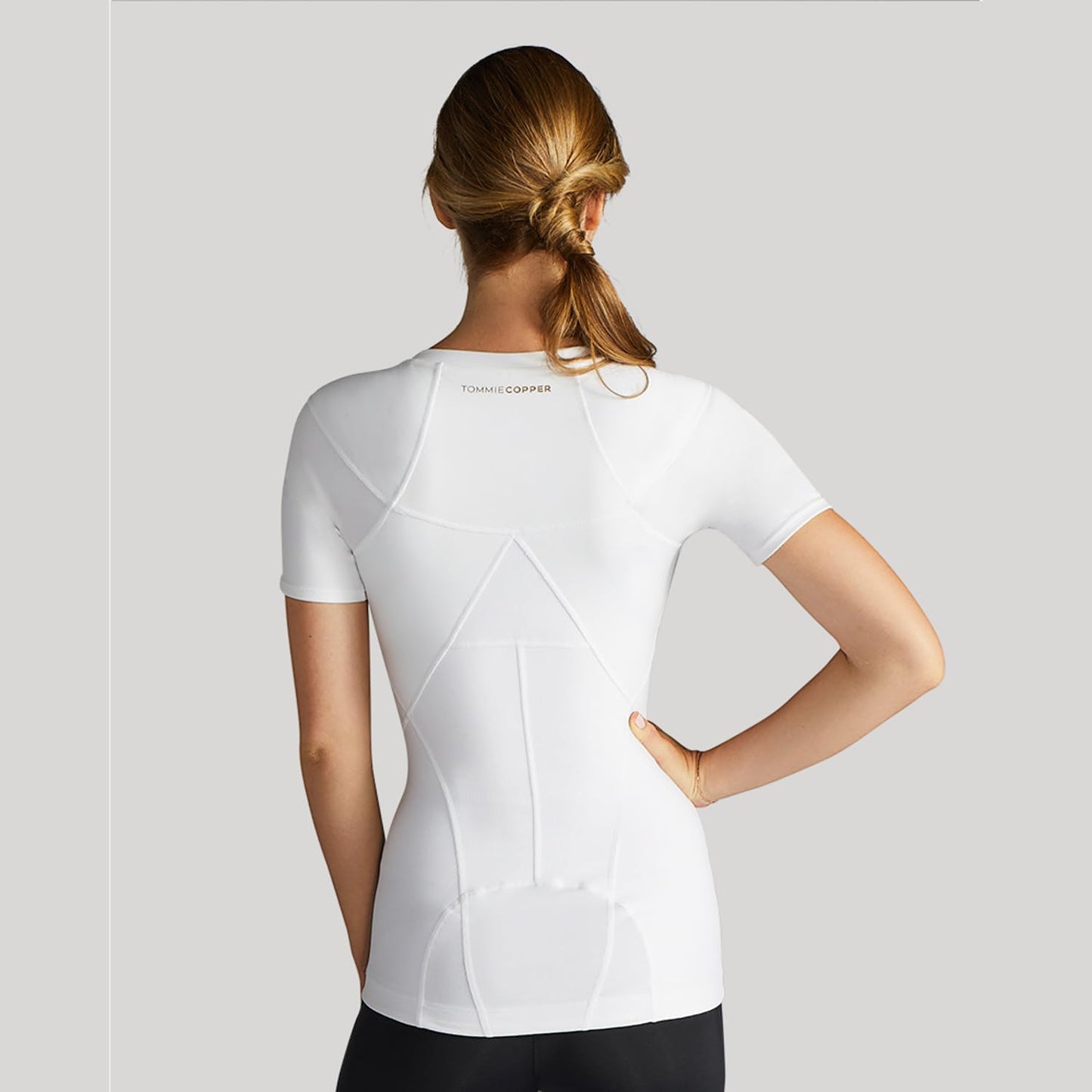 Tommie Copper Short Sleeve Women's Compression Shirt, Full Back Support Shirt