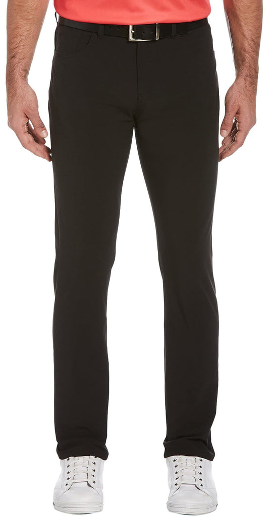 PGA TOUR Men's Flat Front Comfort Stretch 5 Pocket Golf Pant, Black Heather, 38W x 32L
