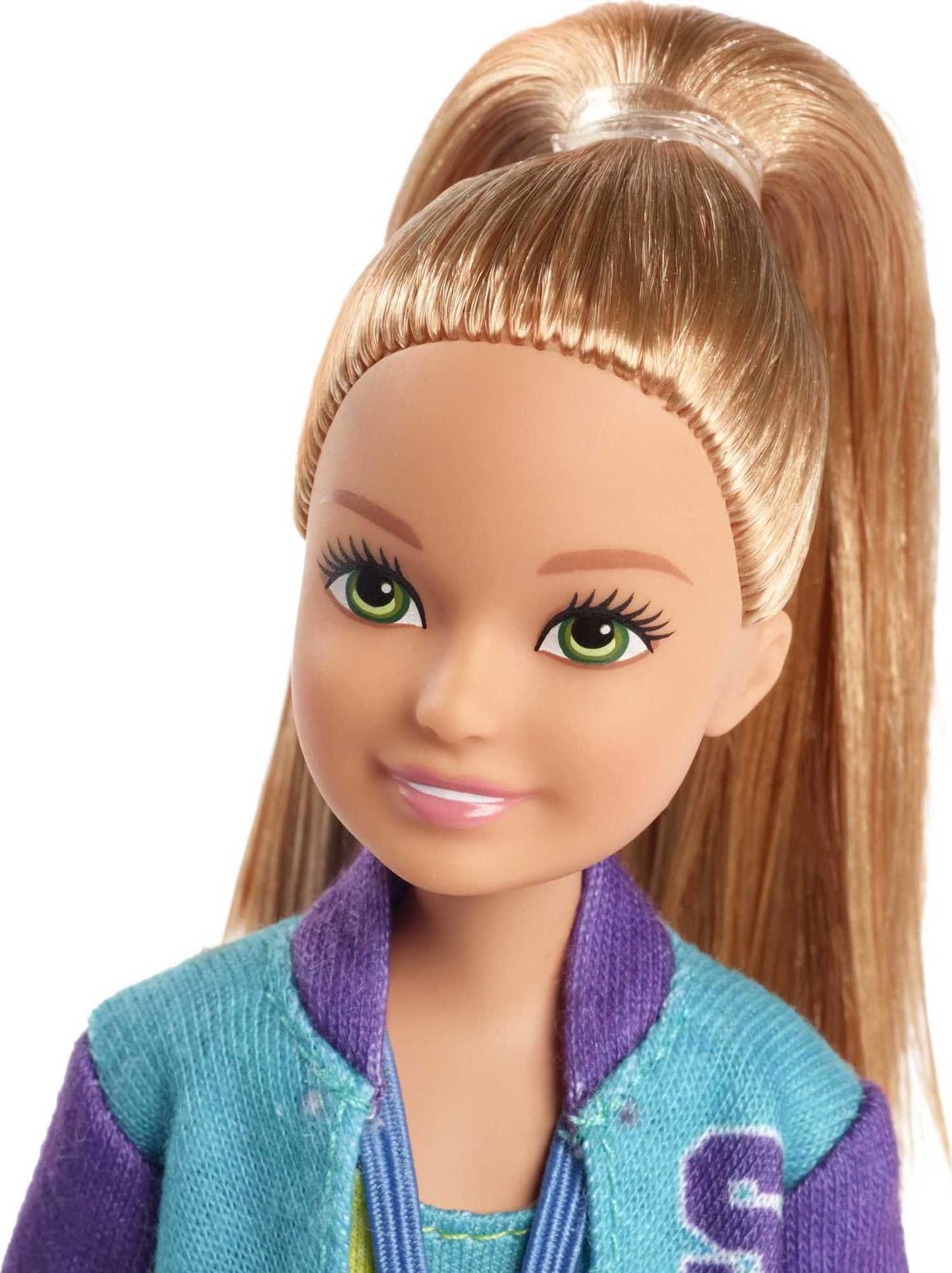 Barbie Team Stacie Doll and Gymnastics Playset with Spinning Bar and 7 Themed Accessories for 3 to 7 Year Olds