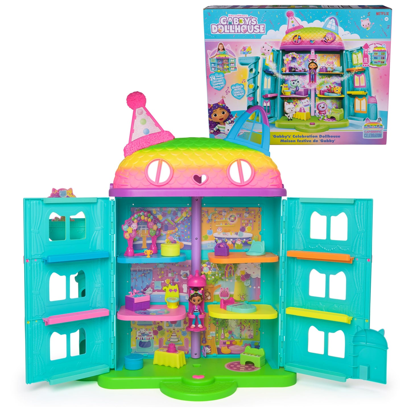 Gabby and the Magic House – Interactive Dollhouse with 1 Figurine + 15 Accessories